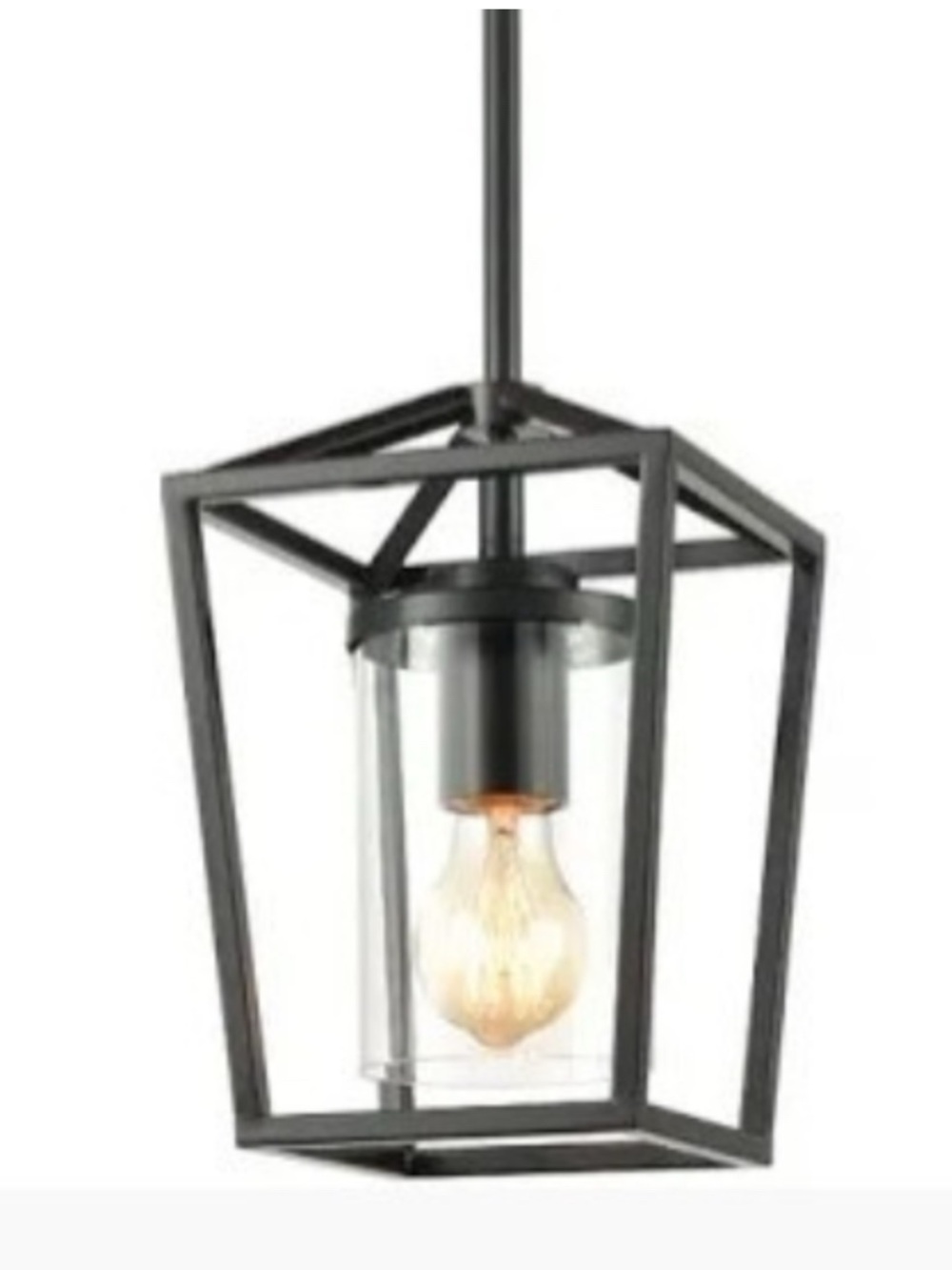 New Modern Industrial Black Cage Frame Hanging Rod Lamp Pendant